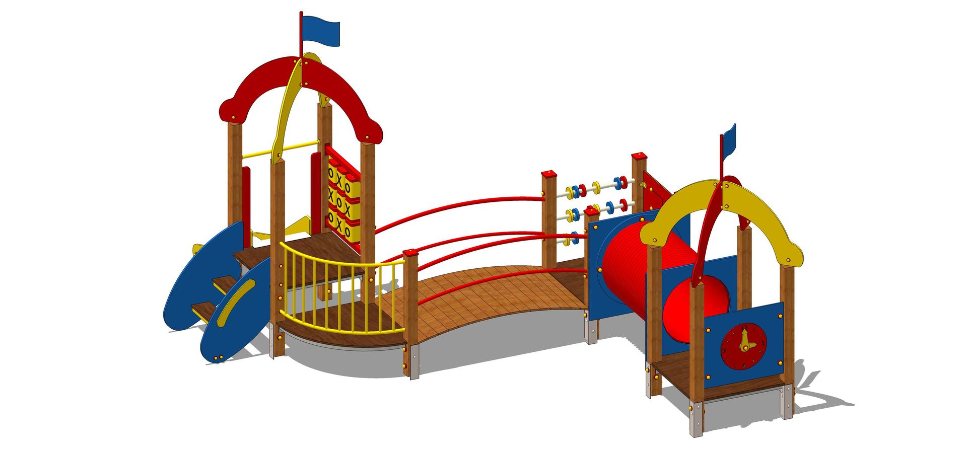 zestaw na plac zabaw z panelami edukacyjnymi